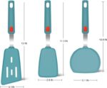 Silicone Spatula Turner Set of 3, 600°F Heat Resistant Nonstick Turner Spatulas for Kitchen Use, Large Flexible Silicone Cooking Utensils Rubber Spatula Set for Egg, Pancake, Fish (Blue)