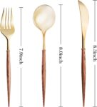 120pcs Gold Plastic Silverware, Gold Disposable Cutlery with Wood Grain Handle Include 40 Forks, 40 Spoons, 40 Knives, Elegant Disposable Silverware for Wedding, Party, Gathering, Daily Use