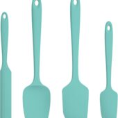 Silicone Spatula Set with 600 Degrees Fahrenheit Heat Resistant (Teal/Aqua Sky)