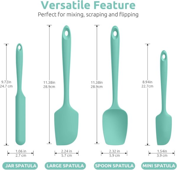 Silicone Spatula Set with 600 Degrees Fahrenheit Heat Resistant (Teal/Aqua Sky)