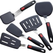 Silicone Spatula Turner, 5-Pack Spatulas Silicone Set for Nonstick Cookware, 600°F Heat Resistant Kitchen Cooking Utensils Set for Egg, Pancake Dishwasher Safe