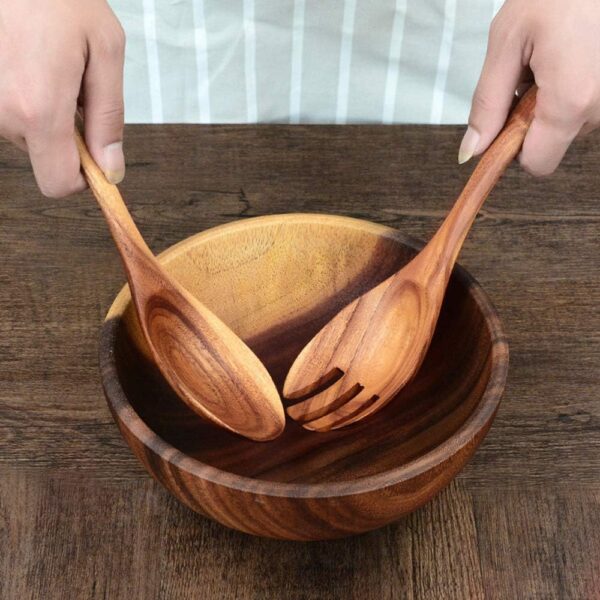 7 Pcs Acacia Wood Cooking Utensils Set Large Wooden Spoons for Cooking Spatula Salad Mixing Spoon Non Toxic Utensil for Kitchen Use Spatulas Non Stick Turner Slotted Serving Spoon Kitchen Utensils