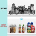 Fridge Organiser Set, Clear Plastic Storage Bins, 4 Pack Pantry Organizers & Storage Containers, Cabinet Organizer, Home Organization Must Haves for Kitchen, Laundry Room, Office, Closet & Freezer