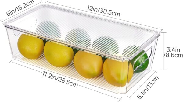 8pcs Clear Organizers and Storage Bins with Lids, Stackable Plastic Storage Containers with Handles for Fridge, Freezer, Pantry, Cabinet, Kitchen Organization