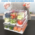 10 Pack Fridge Organizer, Stackable Refrigerator Bins with Lids, BPA-Free Produce Fruit Storage Containers for Fridge, Clear for Food, Drinks, Vegetable