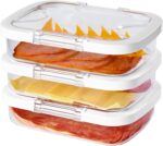 Deli Meat Containers for Fridge with Airtight Lids, Stackable Refrigerator Organizer for Lunch Meat Storage Sandwich Ham Cheese Salami Sliced Turkey, Clear  Box (Cold Cuts 3pk)